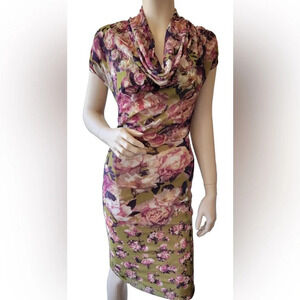 Vintage Jean Paul Gaultier Soleil Rose Floral Mesh Midi Dress, Multi, XL, NWOT